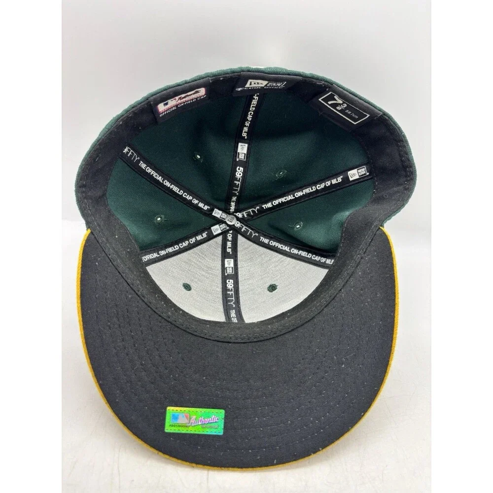 New Era 59FIFTY Oakland Athletics MLB On-Field Fitted Hat 7 3/8 Green Yellow